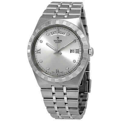 Tudor Royal Day Date Diamonds Automatic Silver Dial Silver Steel Strap Watch for Men - M28600-0002