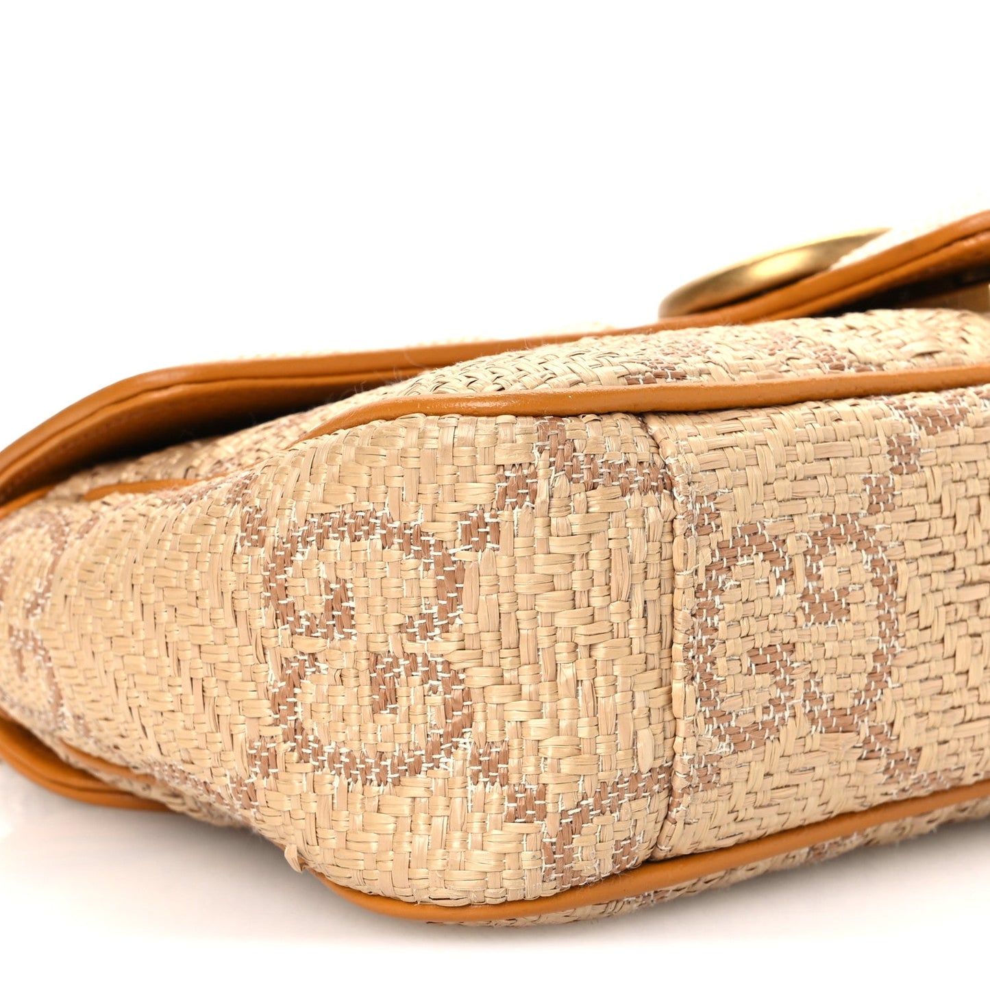 Raffia GG Monogram Matelasse Small GG Marmont Shoulder Bag Natural Beige Off White Sun Oil