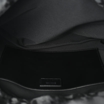 Oblique Mink Fur Saddle Soft Bag Dark Grey