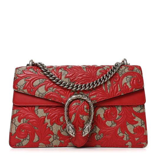 GG Supreme Monogram Arabesque Dionysus Shoulder Bag Hibiscus Red