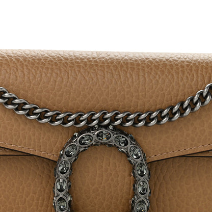 Dollar Calfskin Crystal Super Mini Dionysus Shoulder Bag Natural Tan Black Diamond