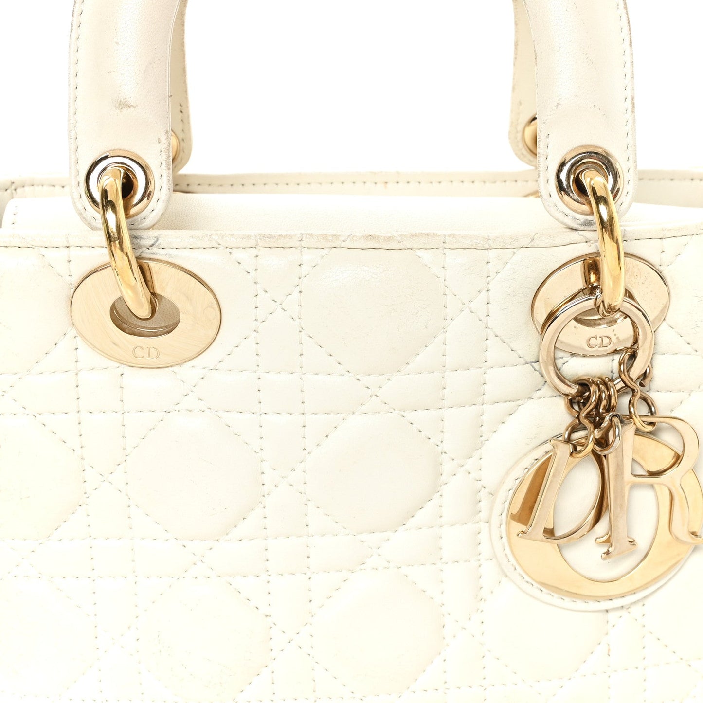 Lambskin Cannage Small My ABCDior Lady Dior White