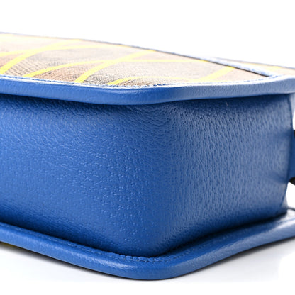 GG Supreme Monogram Mix Textured Dollar Calfskin Rhombus Inlay Crossbody Bag Beige Ebony Harvest Joy Blue