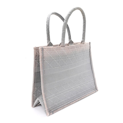 Canvas Embroidered Cannage Medium Book Tote Stone