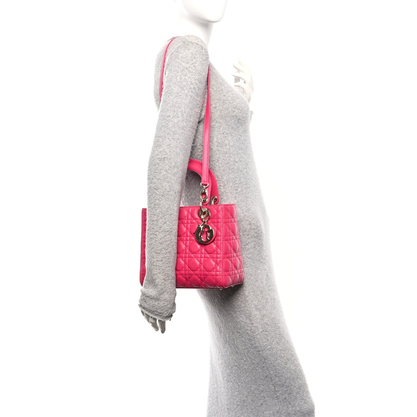 Lambskin Cannage Medium Lady Dior Pink