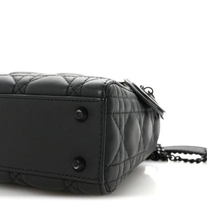 Ultra Matte Calfskin Cannage Mini Lady Dior Black