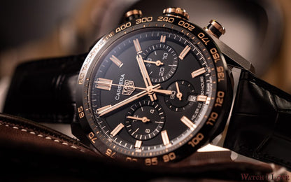 Tag Heuer Carrera Chronograph Black Dial Black Leather Strap Watch for Men - CBN2A5A.FC6481