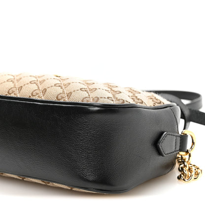 Monogram Matelasse Diagonal Small GG Marmont Chain Shoulder Bag Beige Black