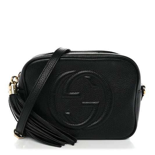 Pebbled Calfskin Small Soho Disco Bag Black
