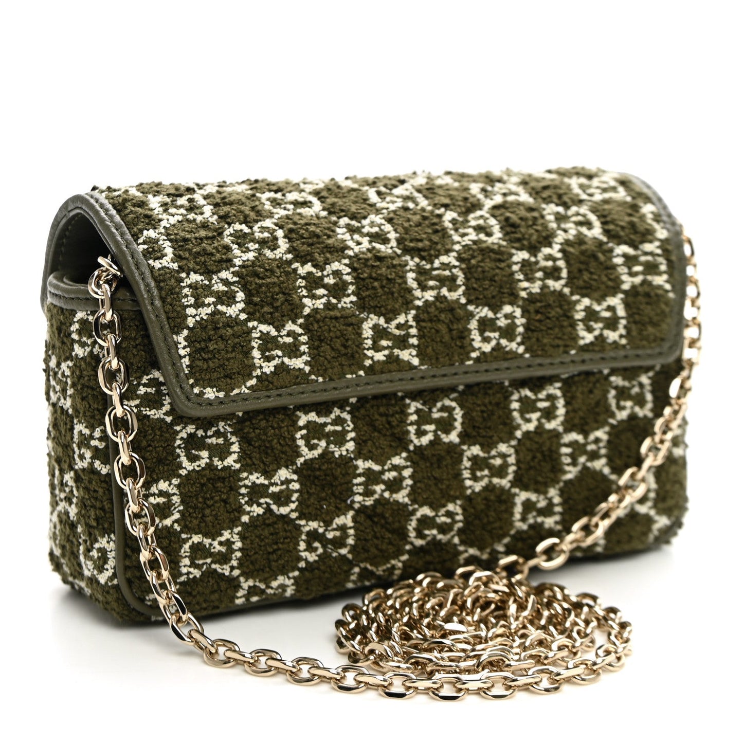Tweed GG Monogram Mini GG Marmont Shoulder Bag Green