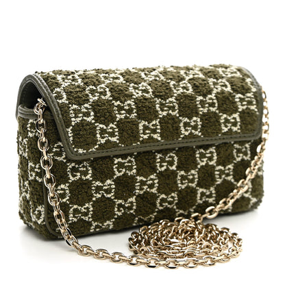 Tweed GG Monogram Mini GG Marmont Shoulder Bag Green