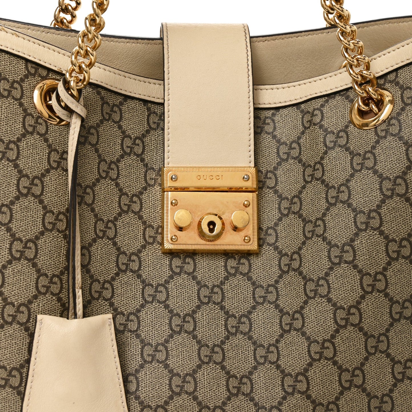 GG Supreme Monogram Medium Padlock Tote White