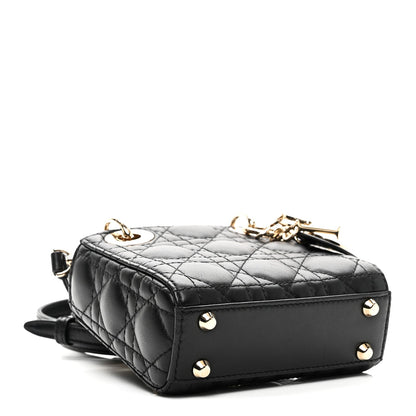 Lambskin Cannage Micro Lady Dior Black