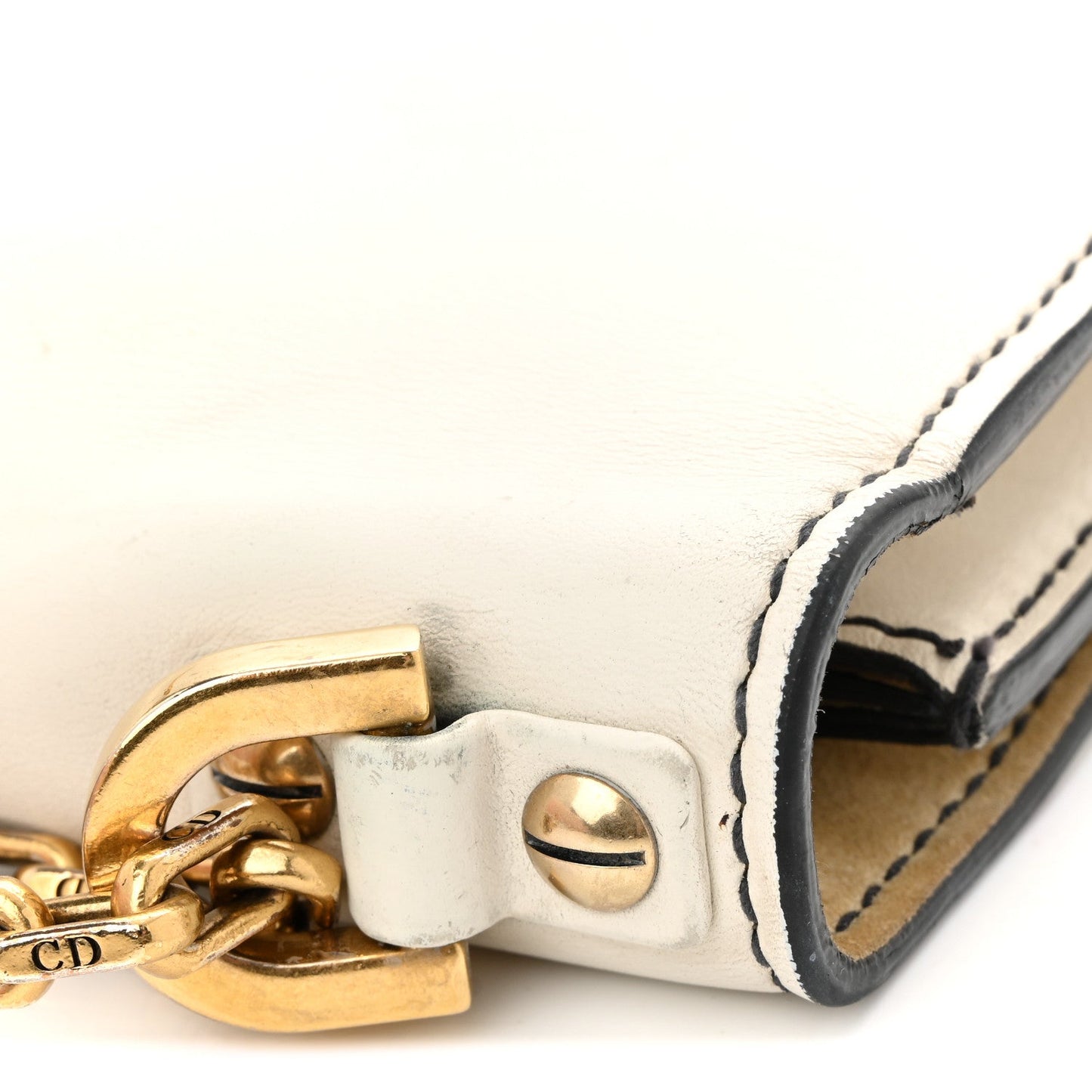 Calfskin J'Adior Chain Flap Bag Off White