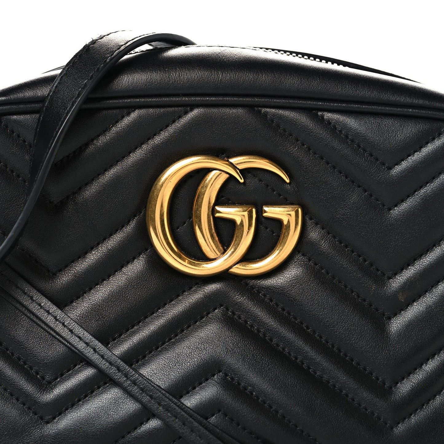 Calfskin Matelasse Small GG Marmont Chain Shoulder Bag Black