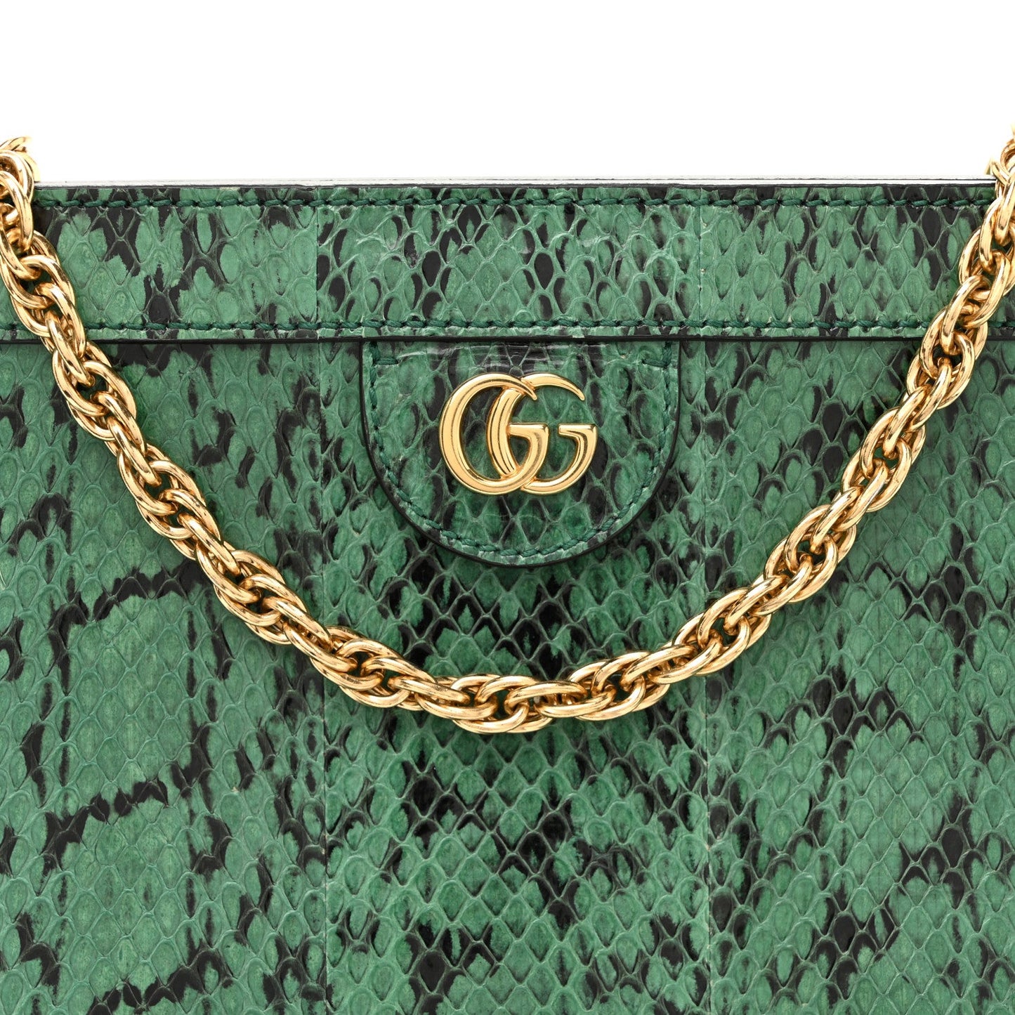 Snakeskin GG Small Ophidia Chain Shoulder Bag Green