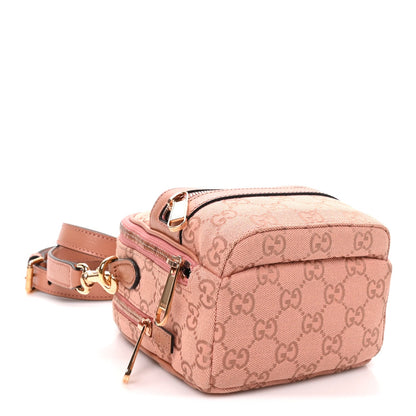 Monogram Textured Dollar Calfskin Mini Ophidia Crossbody Cloche Rose Pink