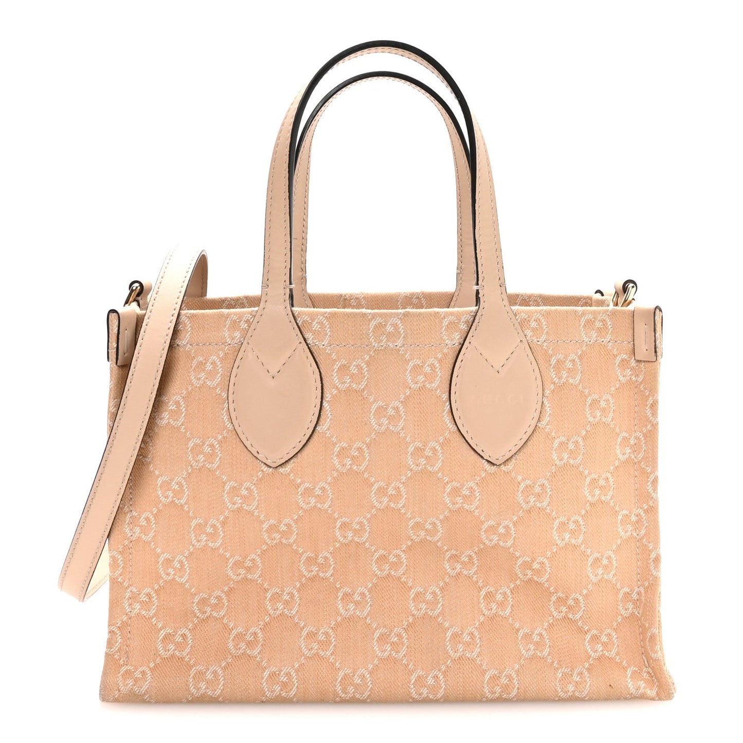 Denim Ophidia GG Monogram Tote Medium Light Beige