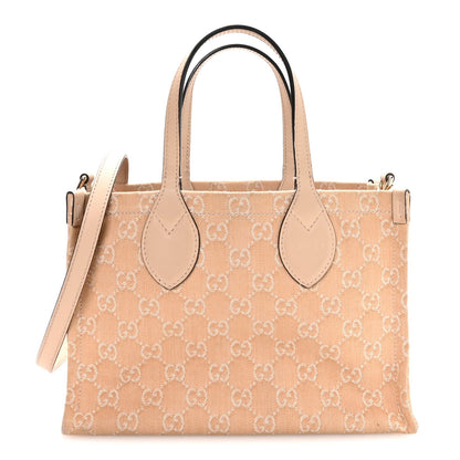 Denim Ophidia GG Monogram Tote Medium Light Beige