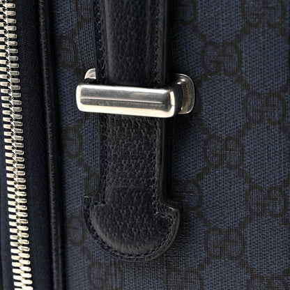 GG Supreme Monogram Textured Dollar Calfskin Web Ophidia Small Savoy Cabin Trolley Black Blue