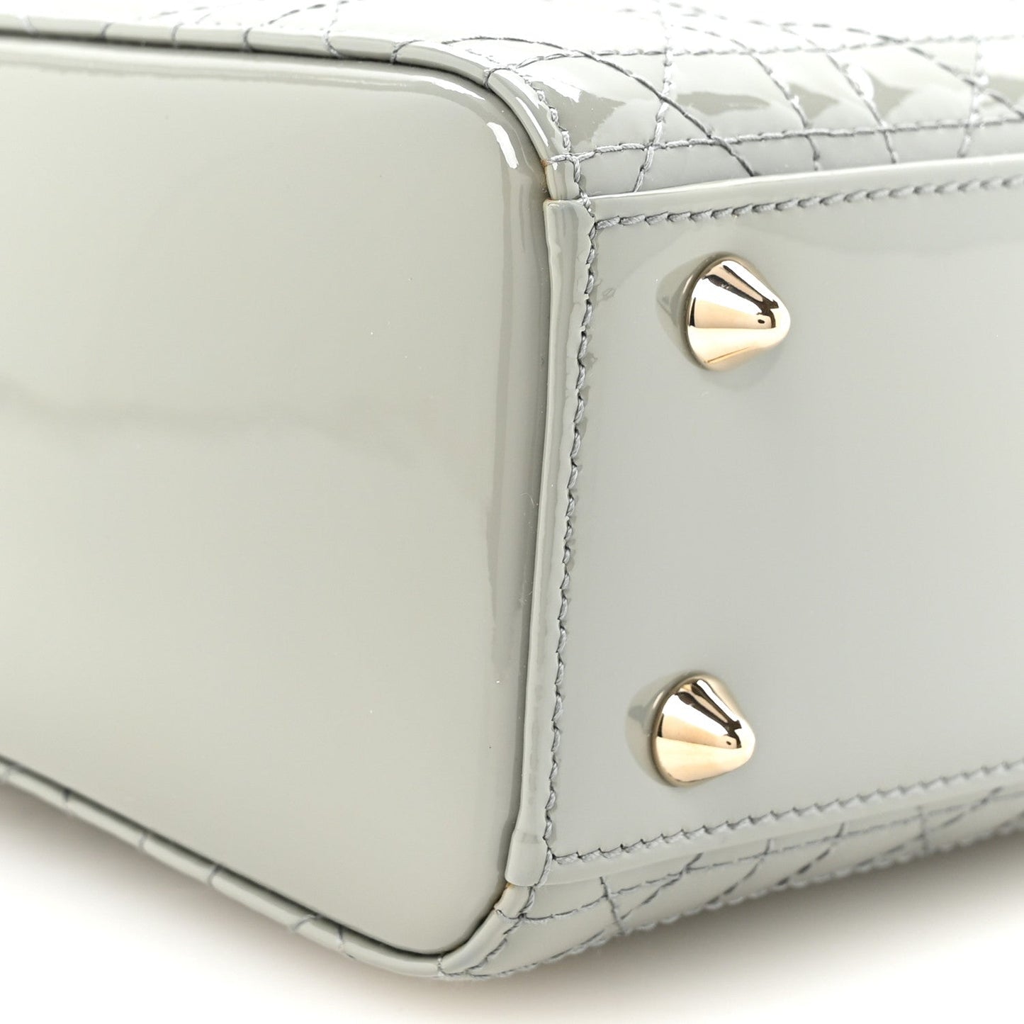 Patent Cannage Small Lady Dior Grey