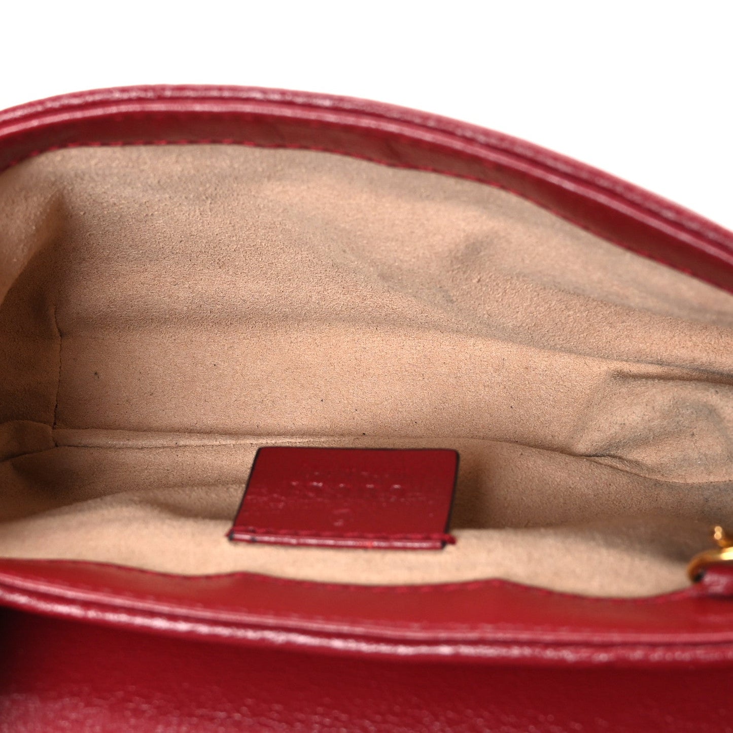 Vintage Effect Calfskin Matelasse Diagonal Super Mini Torchon GG Marmont Shoulder Bag Black Romantic Cherry