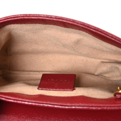 Vintage Effect Calfskin Matelasse Diagonal Super Mini Torchon GG Marmont Shoulder Bag Black Romantic Cherry