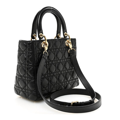 Lambskin Cannage Medium Lady Dior Black