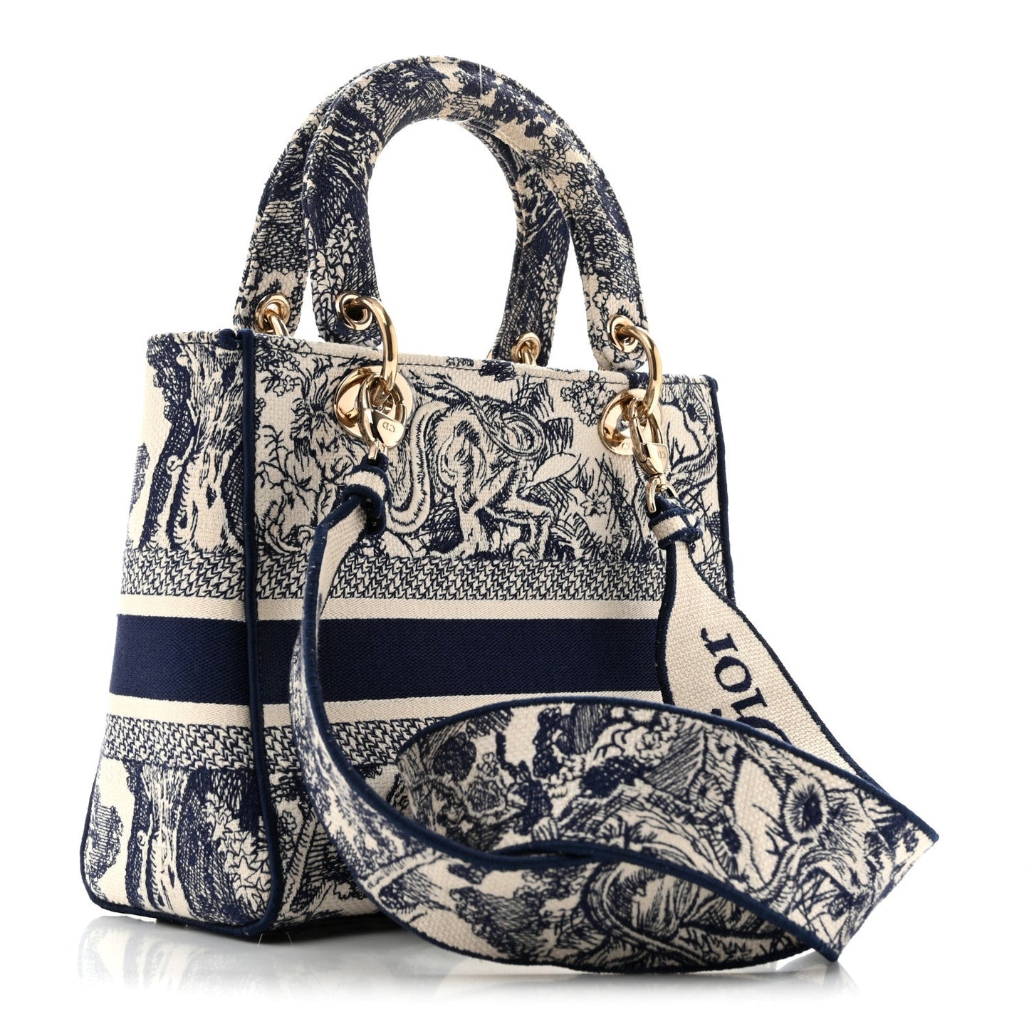Toile de Jouy Embroidered Medium Lady D-Lite Blue