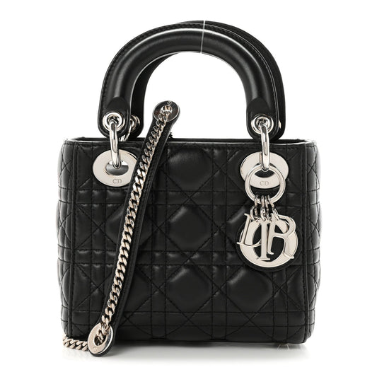 Lambskin Cannage Mini Lady Dior Black