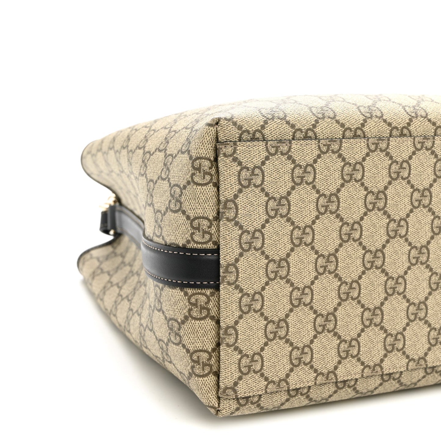 GG Supreme Monogram Medium Emblem Bucket Bag Beige Dark Brown Black
