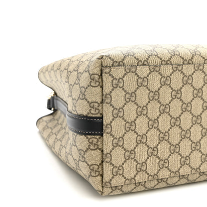 GG Supreme Monogram Medium Emblem Bucket Bag Beige Dark Brown Black