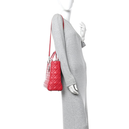 Lambskin Cannage Large Lady Dior Fuchsia