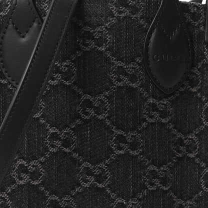 Denim GG Monogram Calfskin Mini Ophidia Tote Bag Black
