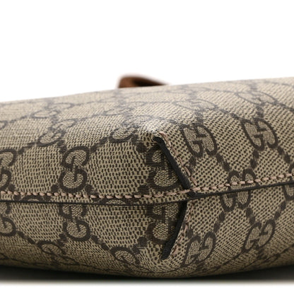GG Supreme Monogram Azalea Calfskin Retro Interlocking G Wristlet Messenger Bag Beige Ebony Brown Sugar