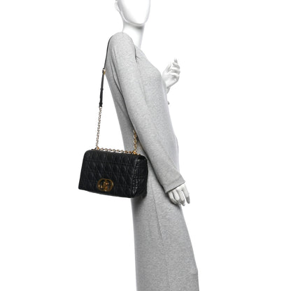 Grained Calfskin Cannage Large Caro Bag Black