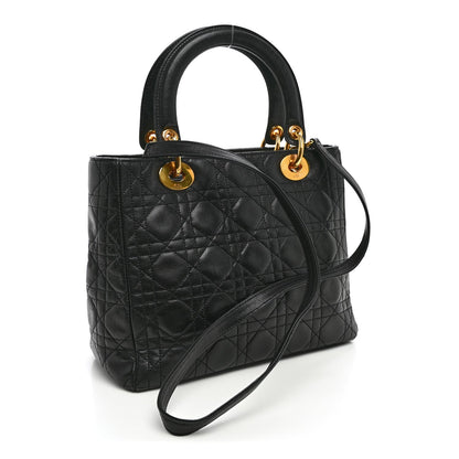 Lambskin Cannage Medium Lady Dior Black