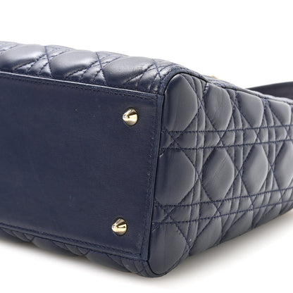 Lambskin Cannage Medium Lady Dior Navy Blue