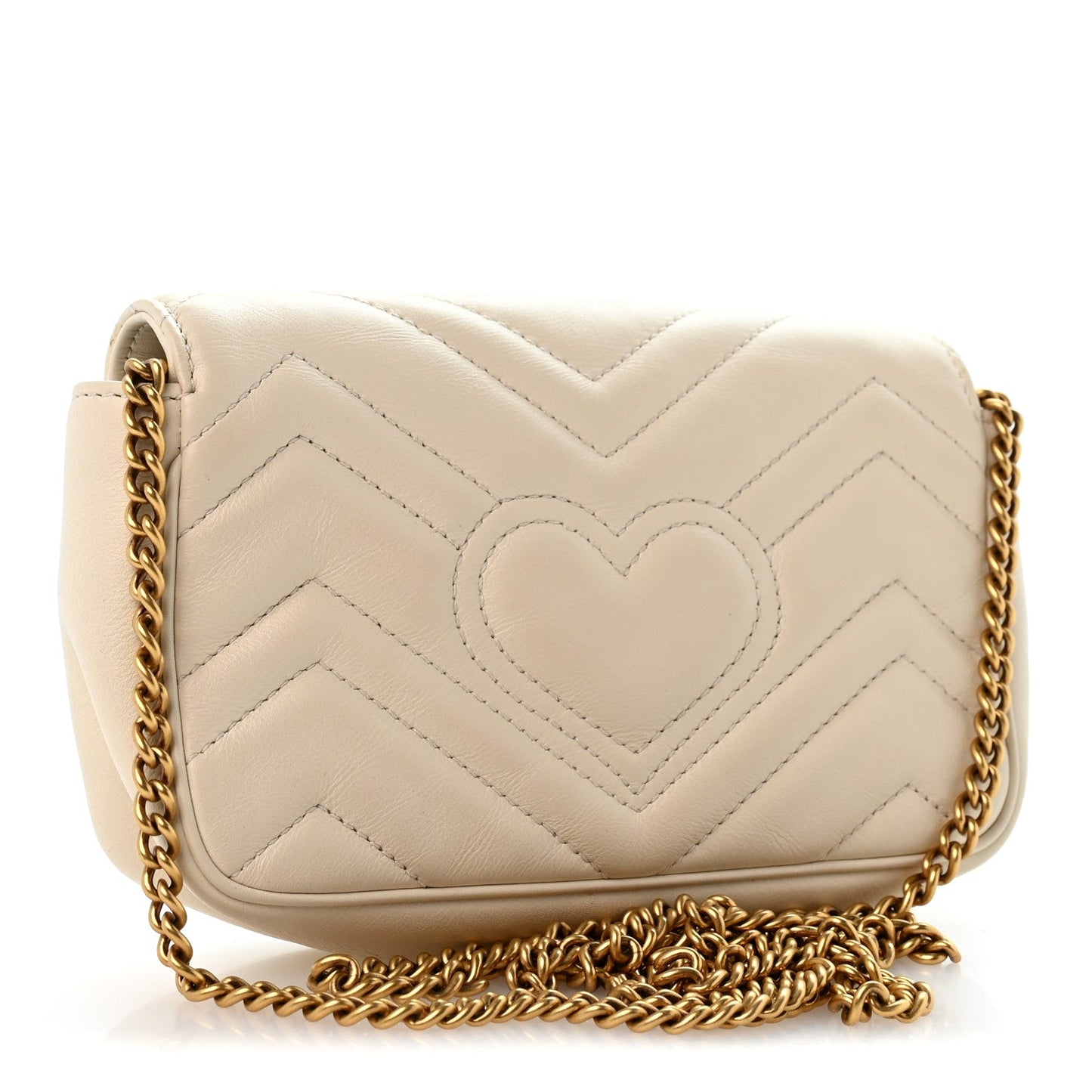 Calfskin Matelasse Super Mini GG Marmont Shoulder Bag White