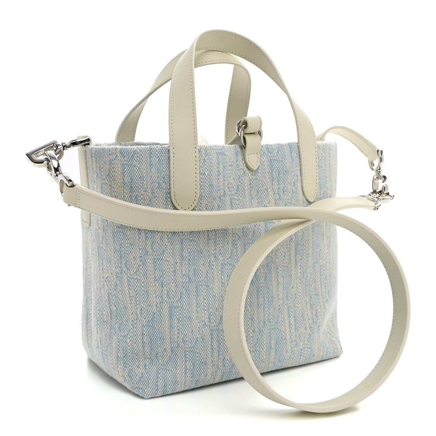 Washed Jacquard Oblique Small Vertical Toujours Tote Celeste Blue