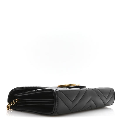 Calfskin Matelasse GG Marmont Chain Wallet Black