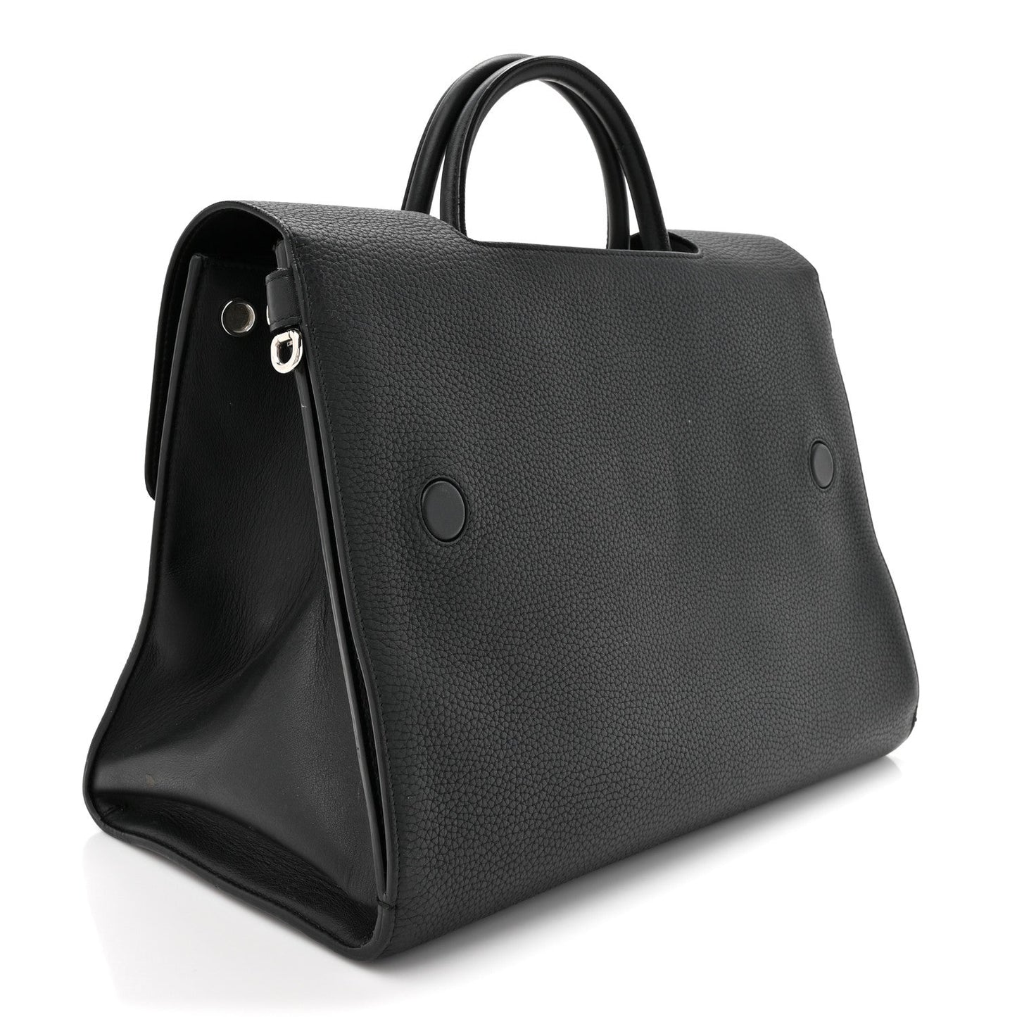 Grained Calfskin Large Diorever Flap Black