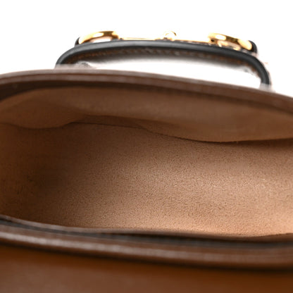 GG Supreme Monogram Azalea Calfskin Web Horsebit 1955 Wallet On Strap Beige Ebony Brown Sugar