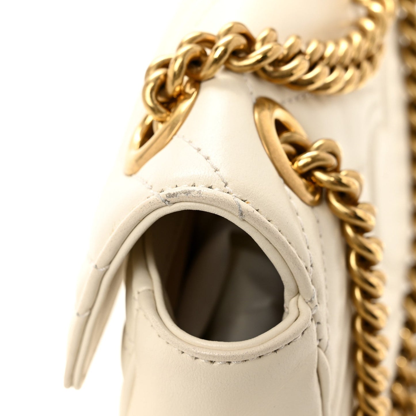 Calfskin Matelasse Mini GG Marmont Shoulder Bag White