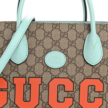 GG Supreme Monogram Textured Dollar Calfskin Web Gucci Tiger Small Retro Interlocking G Tote Bag Multicolor