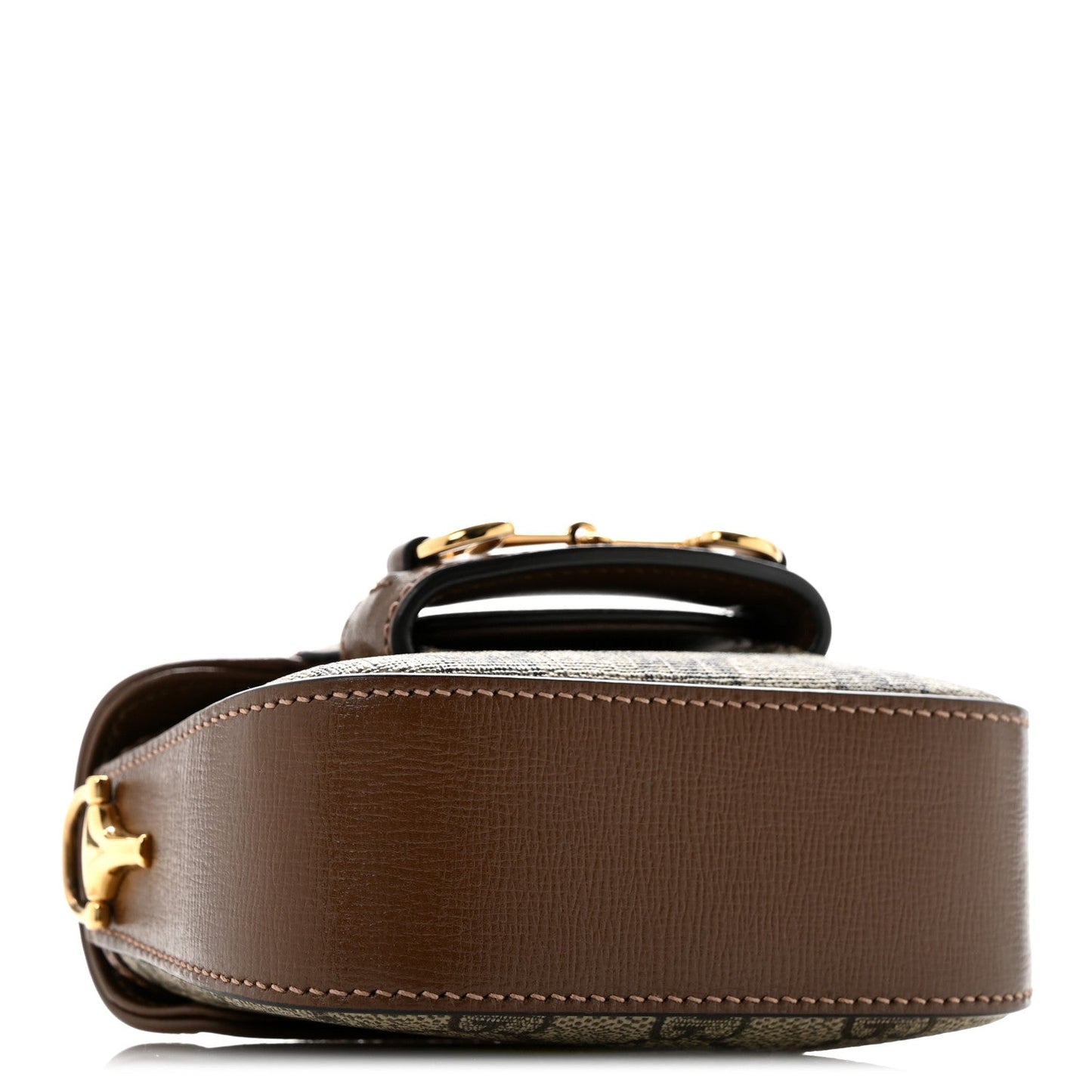 GG Supreme Monogram Azalea Calfskin Web Horsebit 1955 Wallet On Strap Beige Ebony Brown Sugar