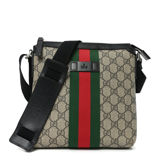 GG Supreme Monogram Web Messenger Bag Black
