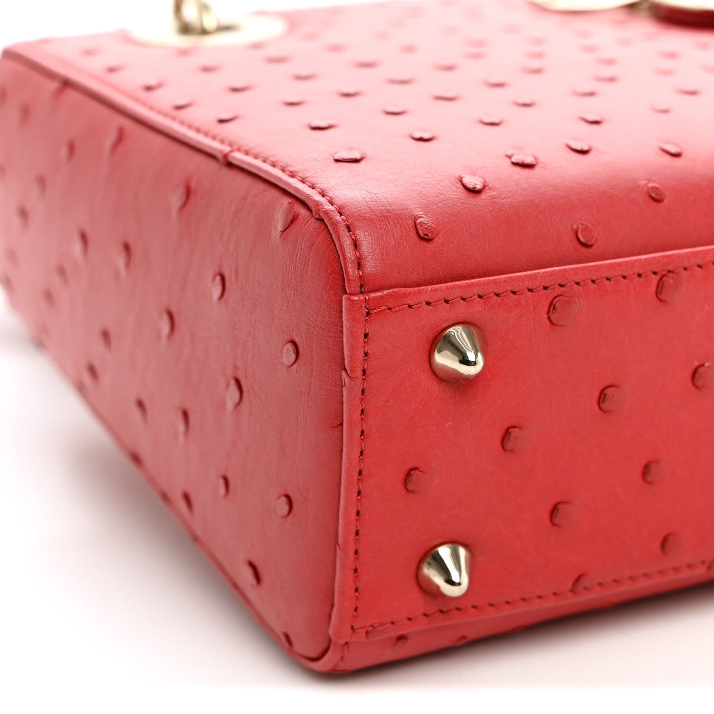 Ostrich Small Lady Dior Red