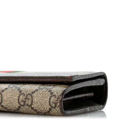 GG Supreme Monogram Web Ophidia Wallet On Chain Brown