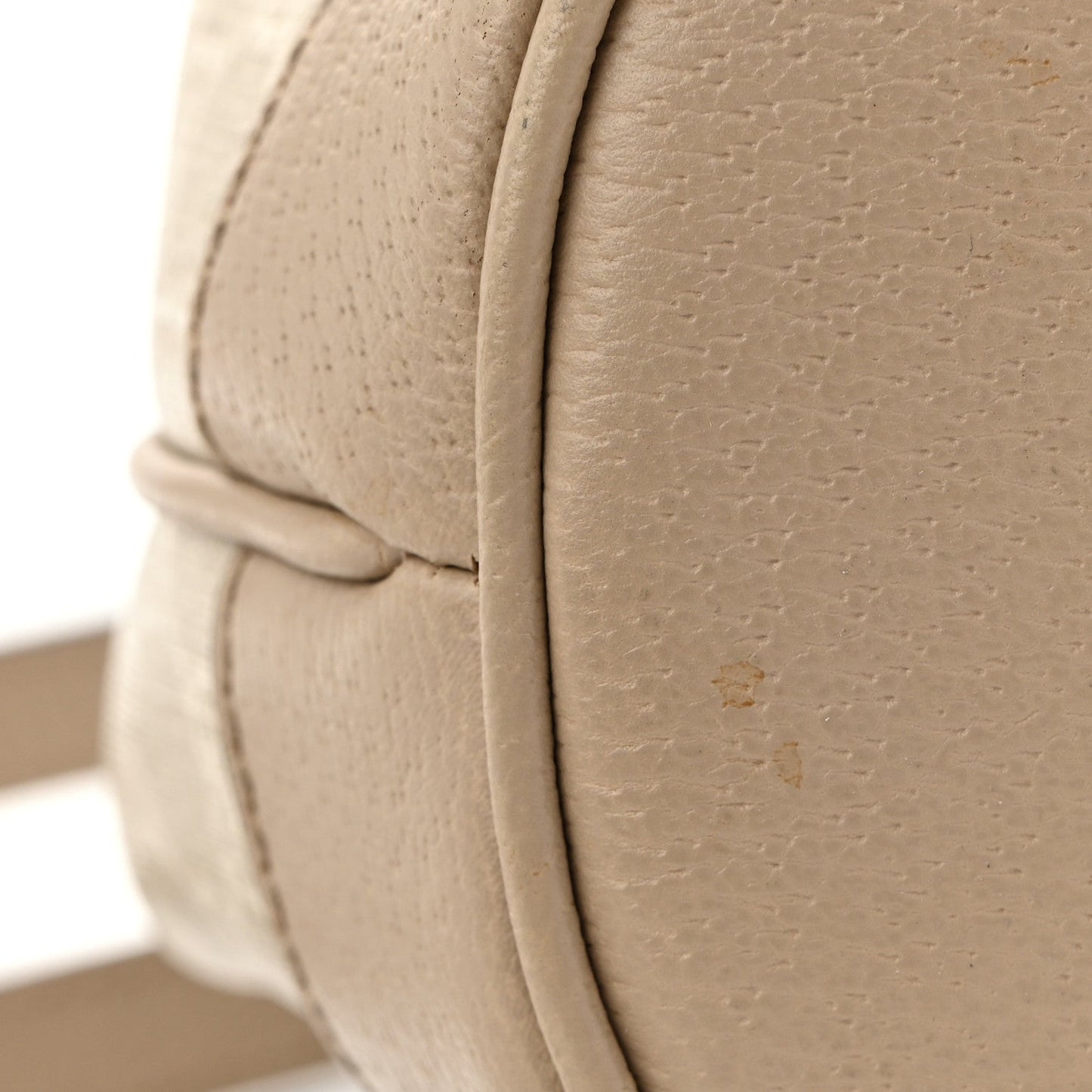 GG Supreme Monogram Textured Dollar Calfskin Web Mini Chain Drawstring Backpack Beige Mystic White Oatmeal